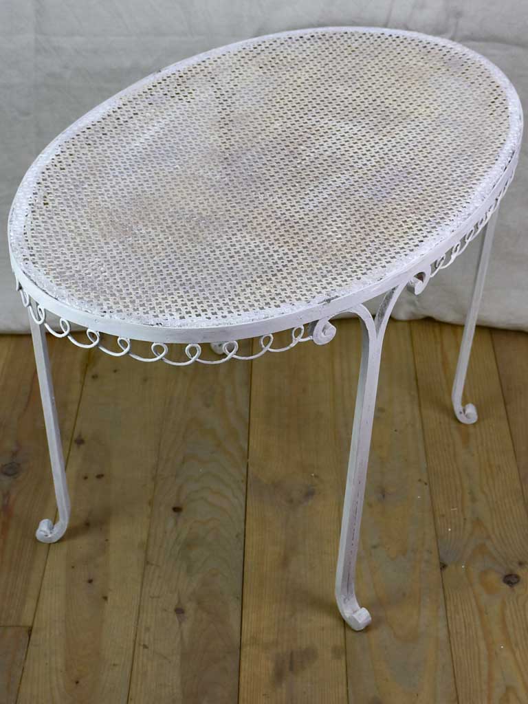 RESERVED SS Oval French garden table with perforated metal 22¾" x 38¼"