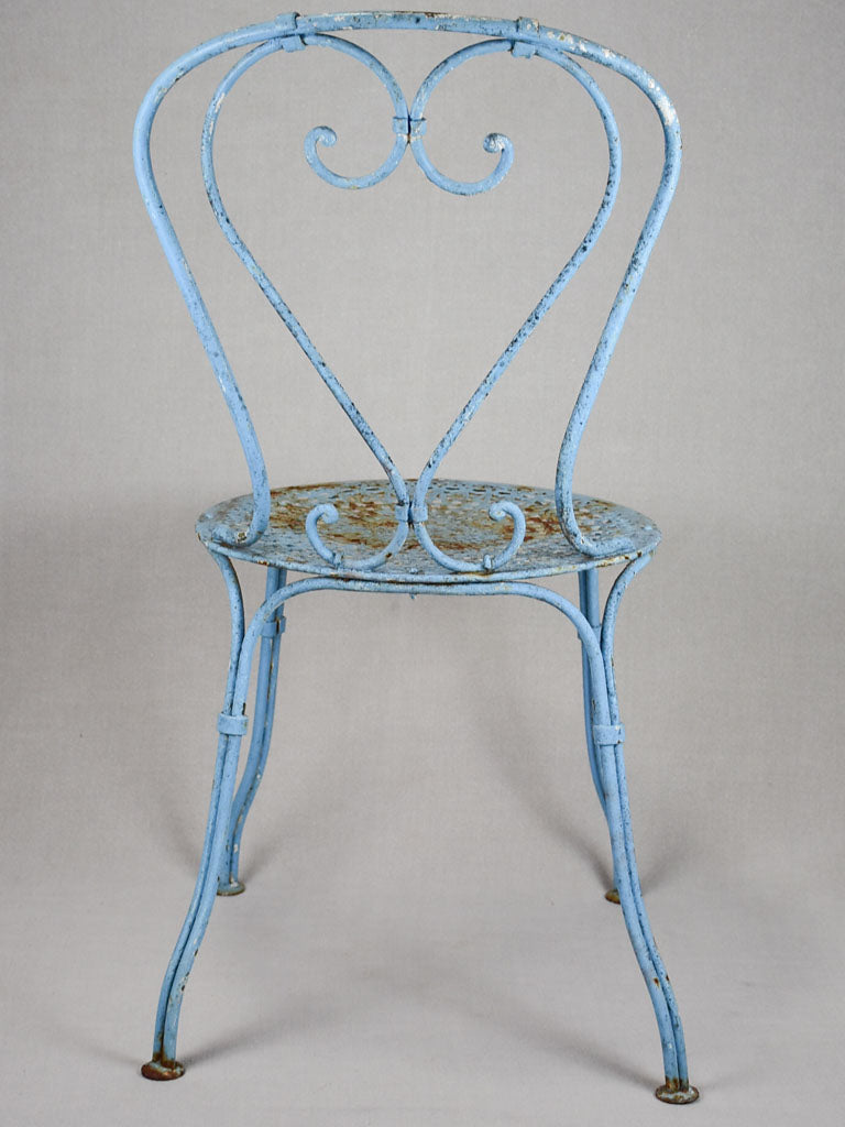 Pair of antique French garden chairs - blue