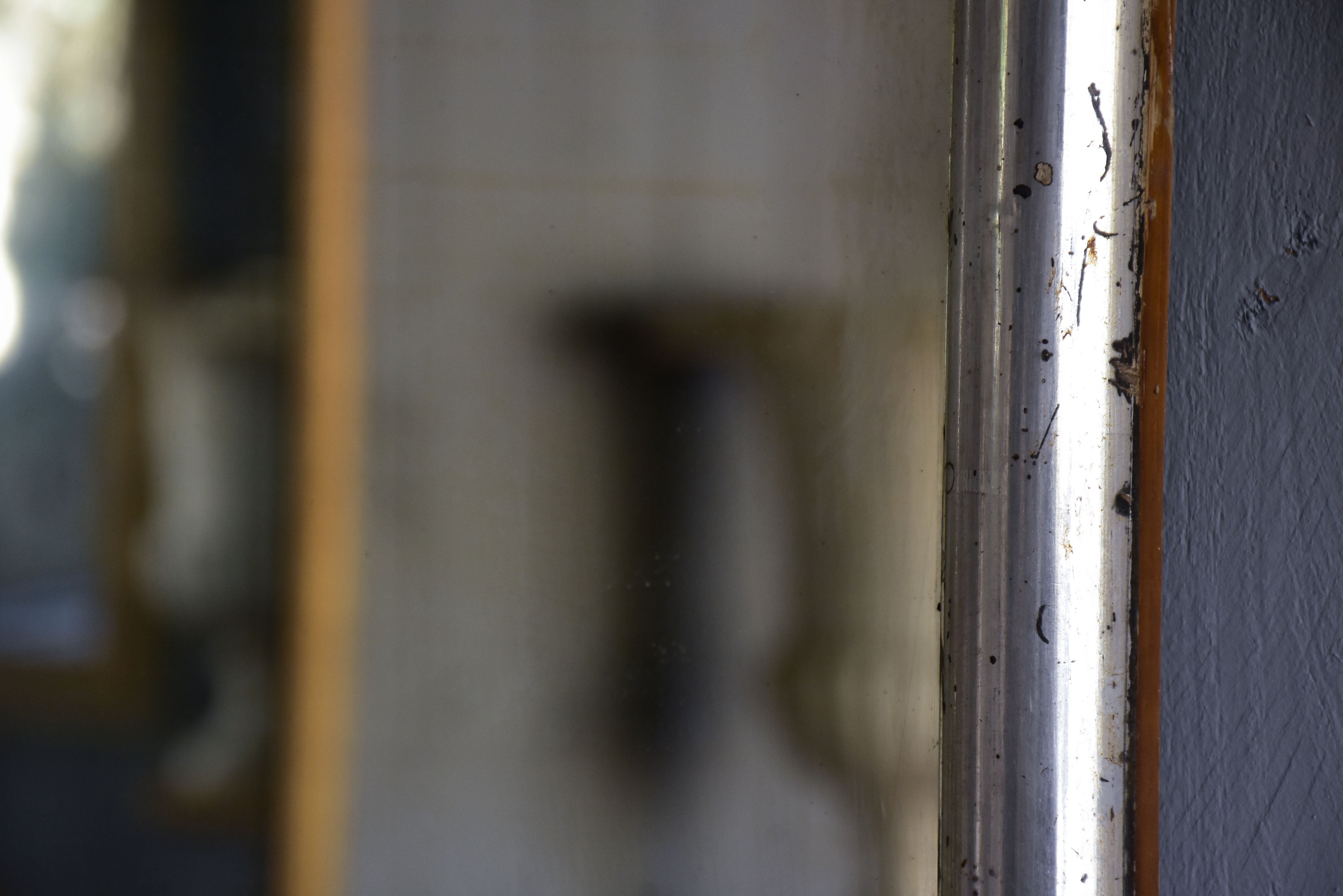 Large rectangular mirror with silver frame from the 1940's