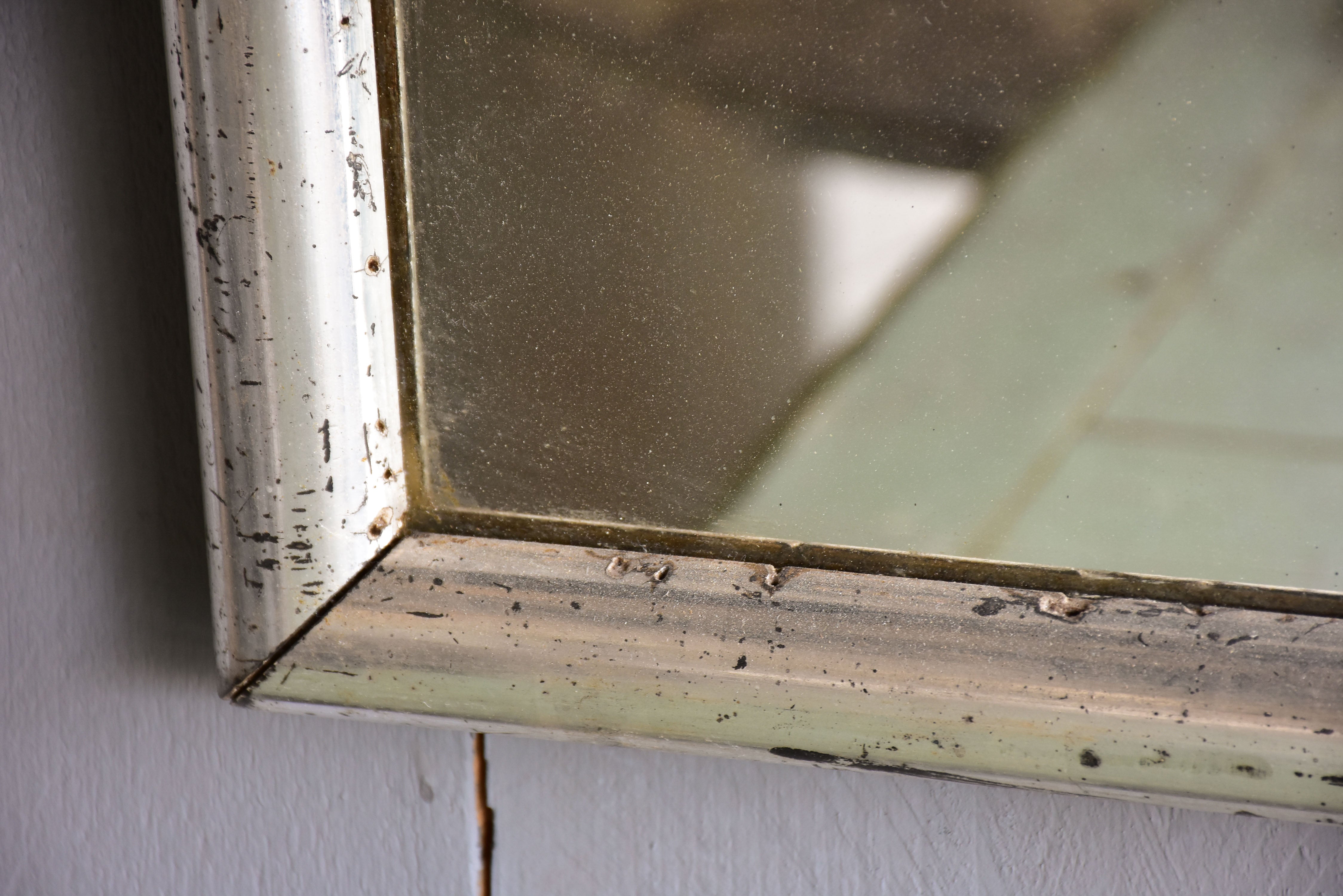 Large rectangular mirror with silver frame from the 1940's