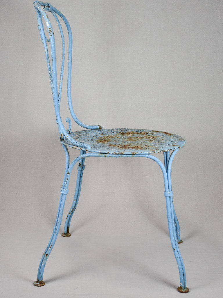 Pair of antique French garden chairs - blue