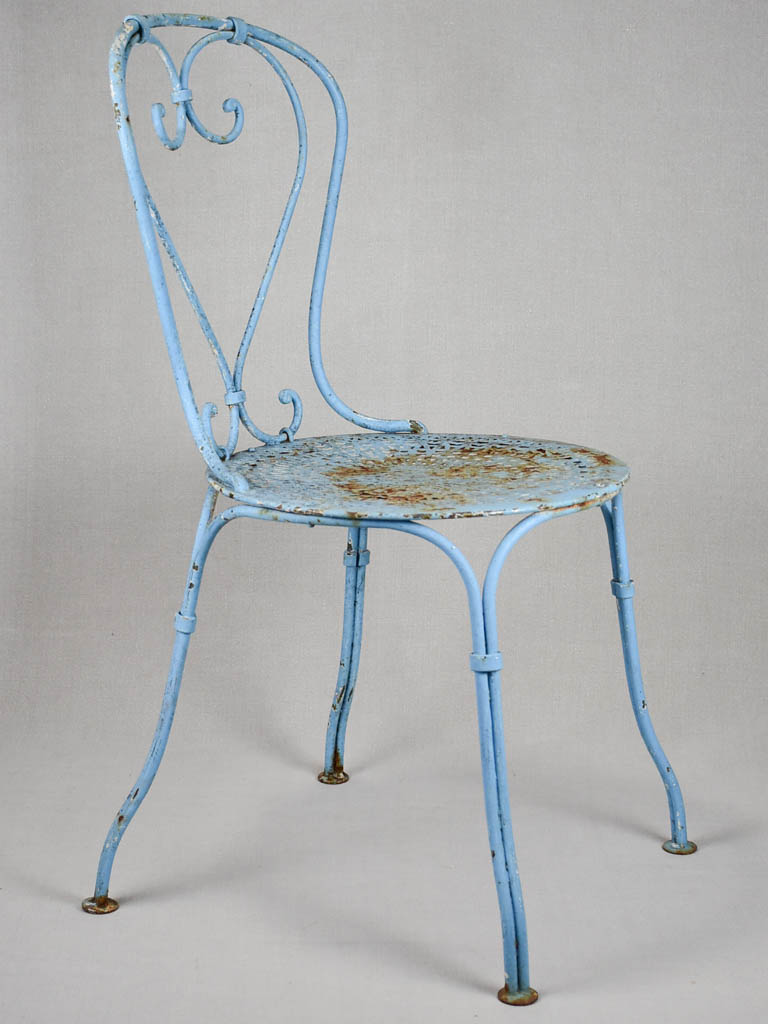 Pair of antique French garden chairs - blue