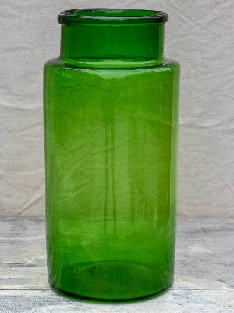 Antique French green glass jar 13 ½"