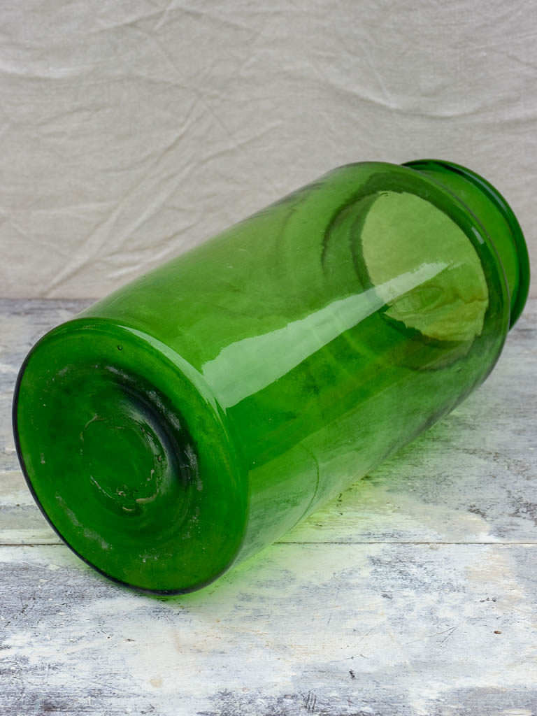 Antique French green glass jar 13 ½"