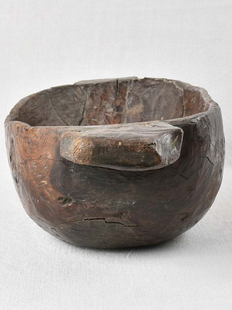 19th century primitive wooden bowl / cheese strainer