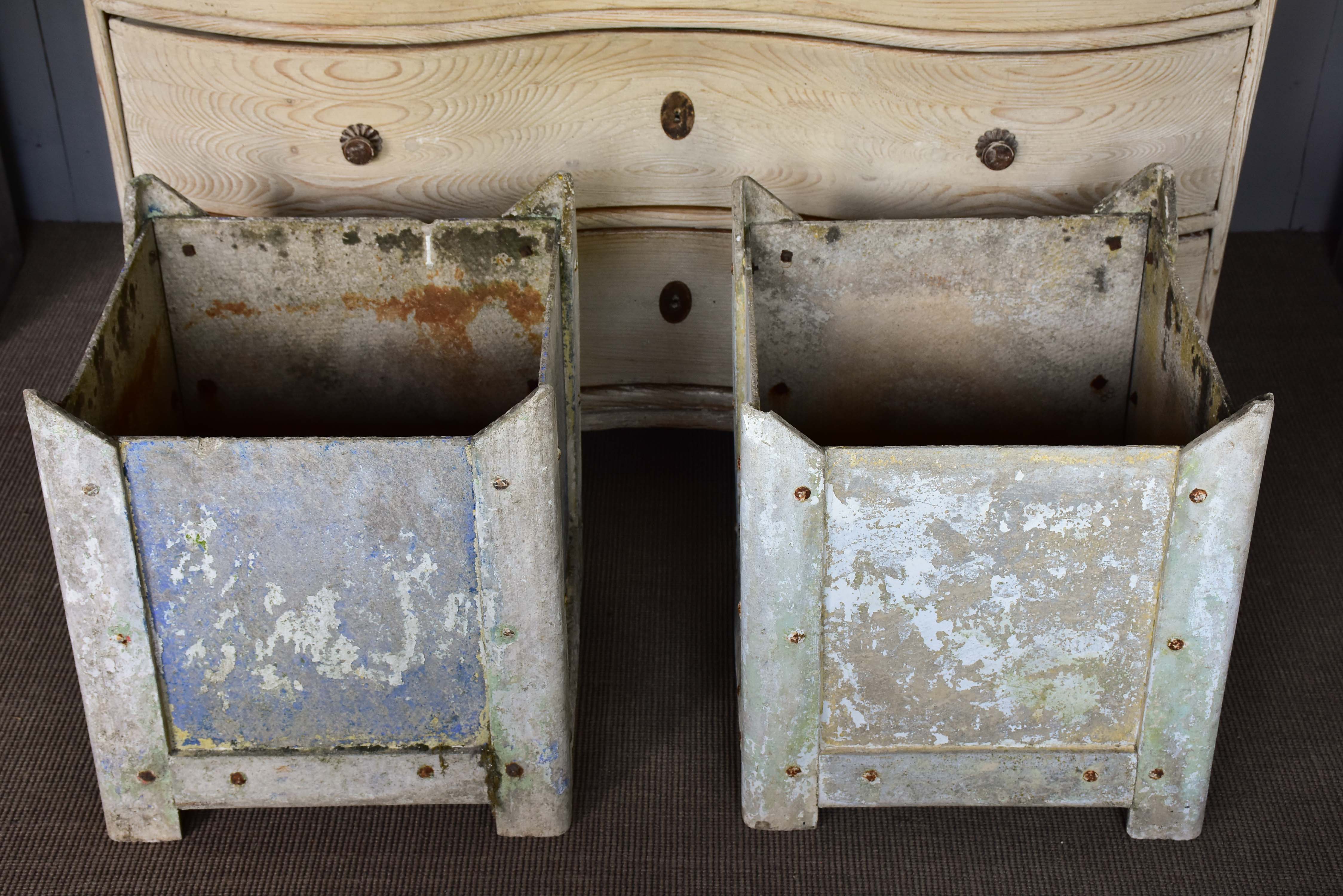 A pair of square vintage French garden planters