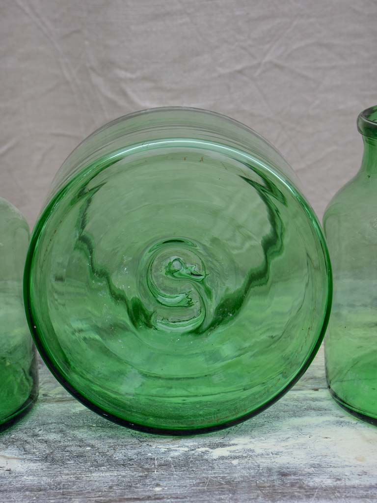 Antique French glass jar - green 8 ¼"