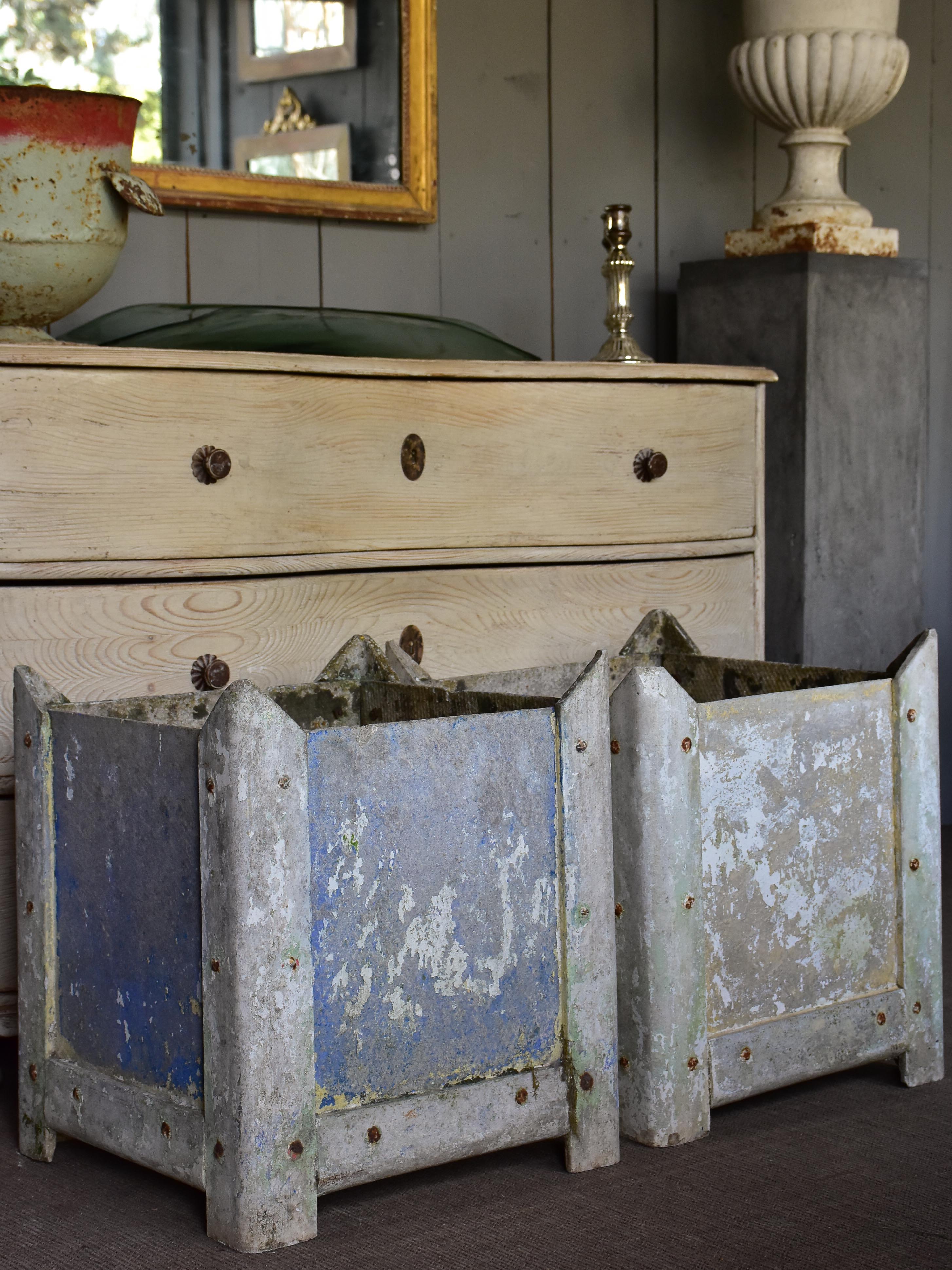 A pair of square vintage French garden planters