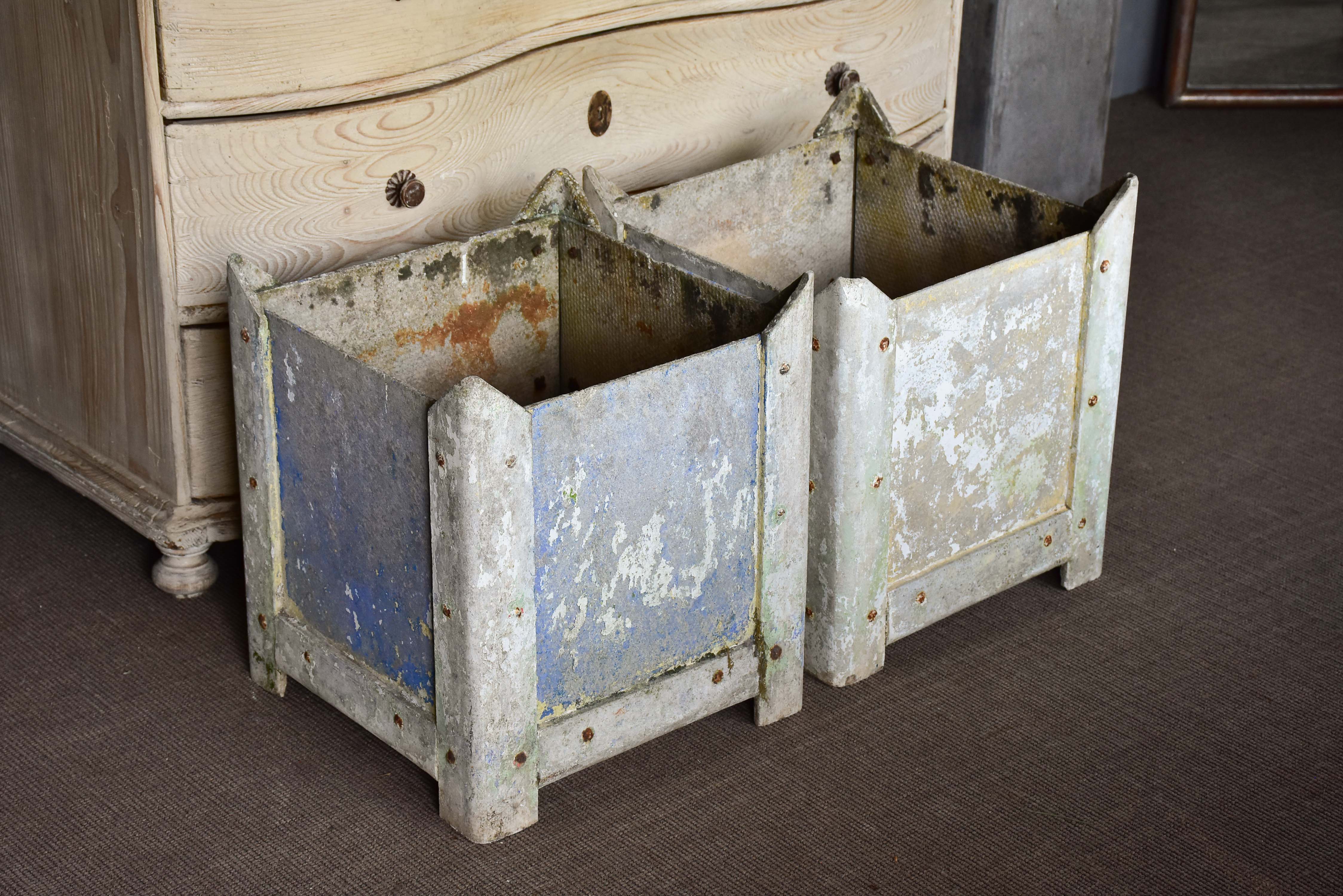 A pair of square vintage French garden planters