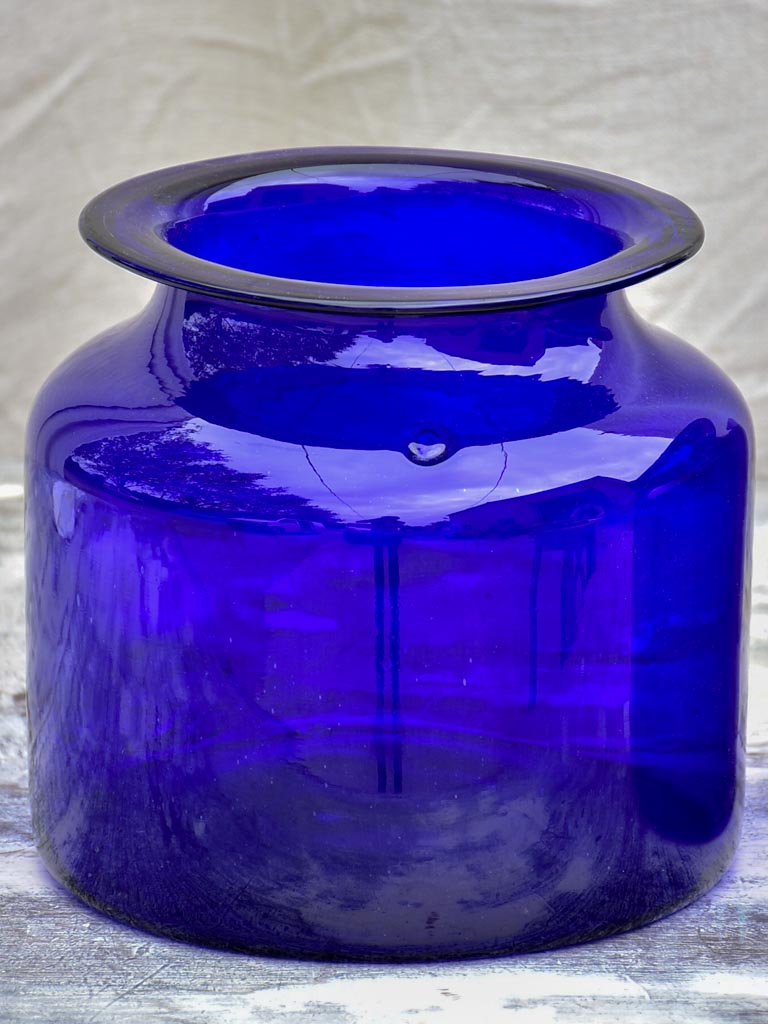 Pair of antique French cobalt blue glass jars