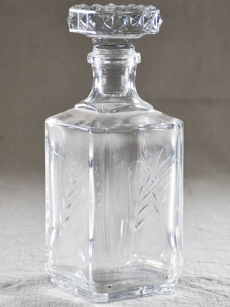 Vintage French whisky decanter with wheat motif