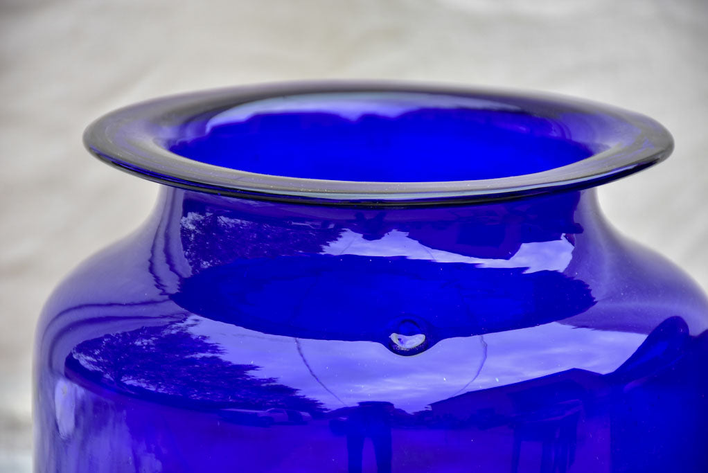 Pair of antique French cobalt blue glass jars