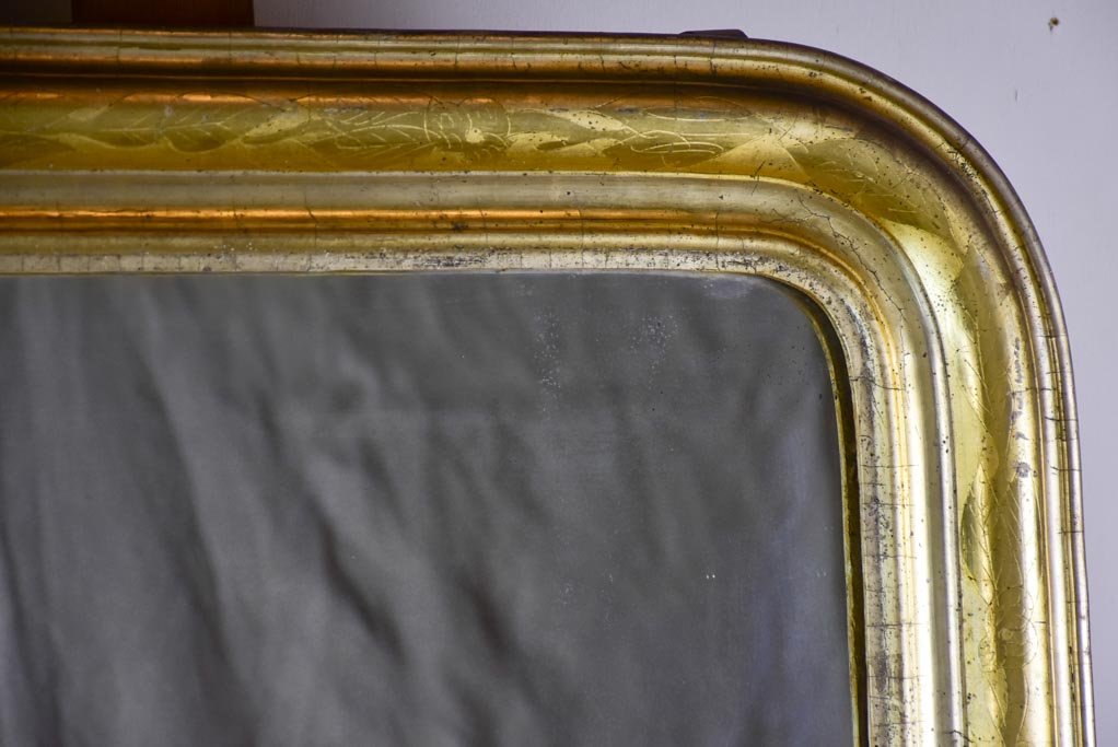 Large antique French Louis Philippe mirror with gilded frame 29½" x  48¾"