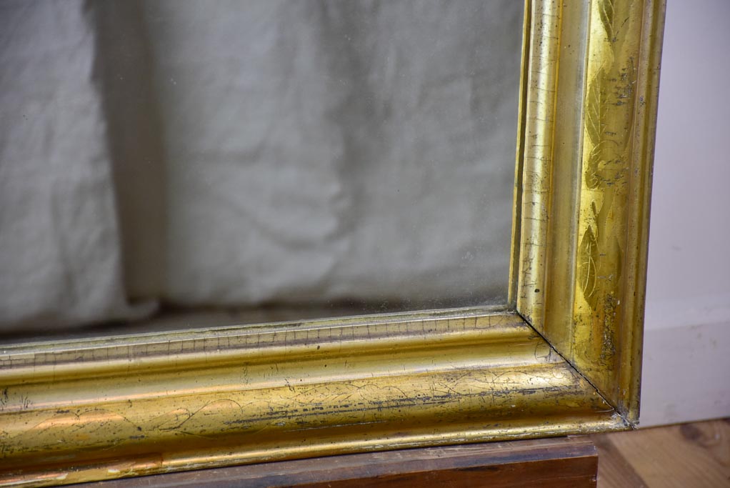 Large antique French Louis Philippe mirror with gilded frame 29½" x  48¾"