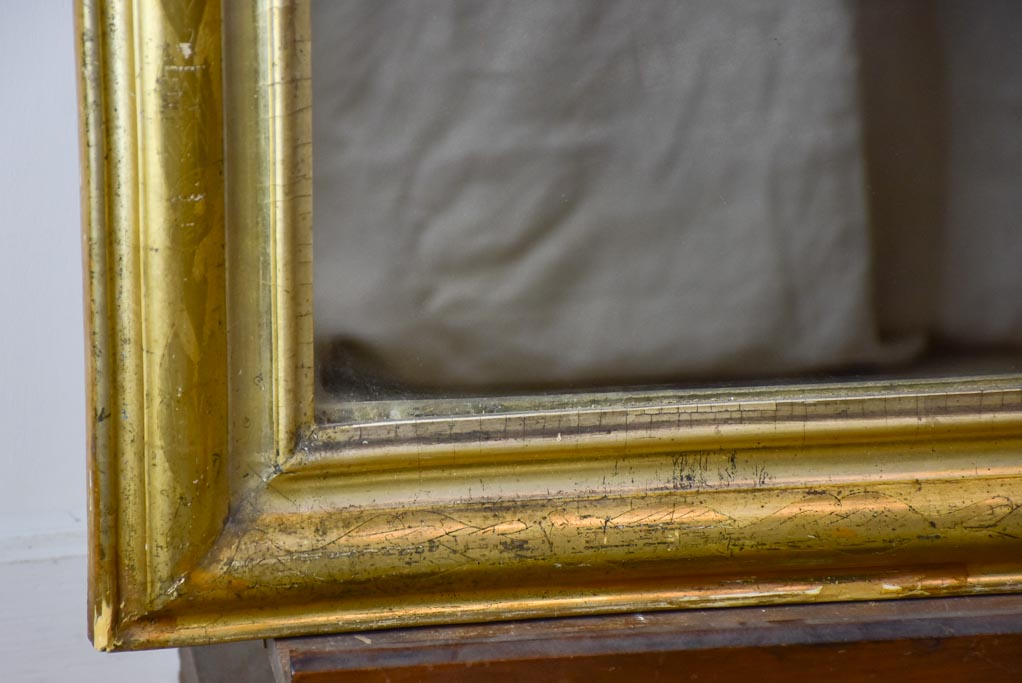 Large antique French Louis Philippe mirror with gilded frame 29½" x  48¾"