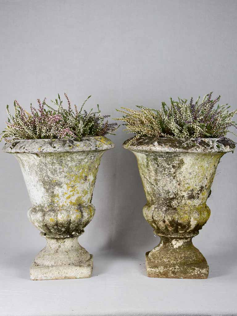 Pair of concrete garden planters - Medici form 16½"