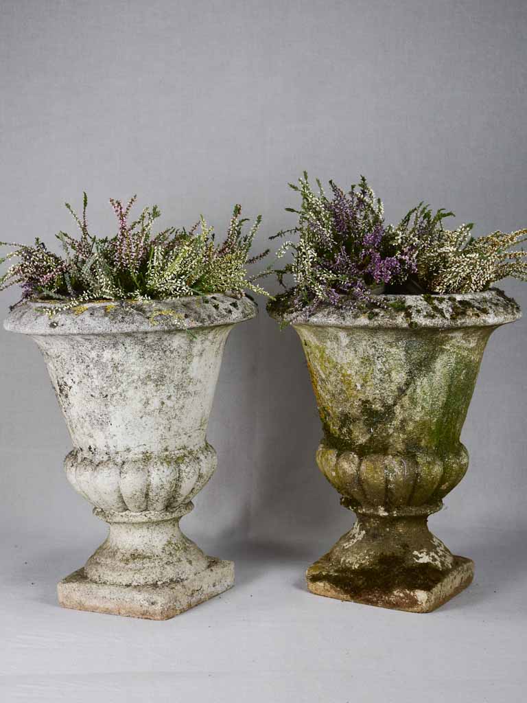 Pair of concrete garden planters - Medici form 16½"