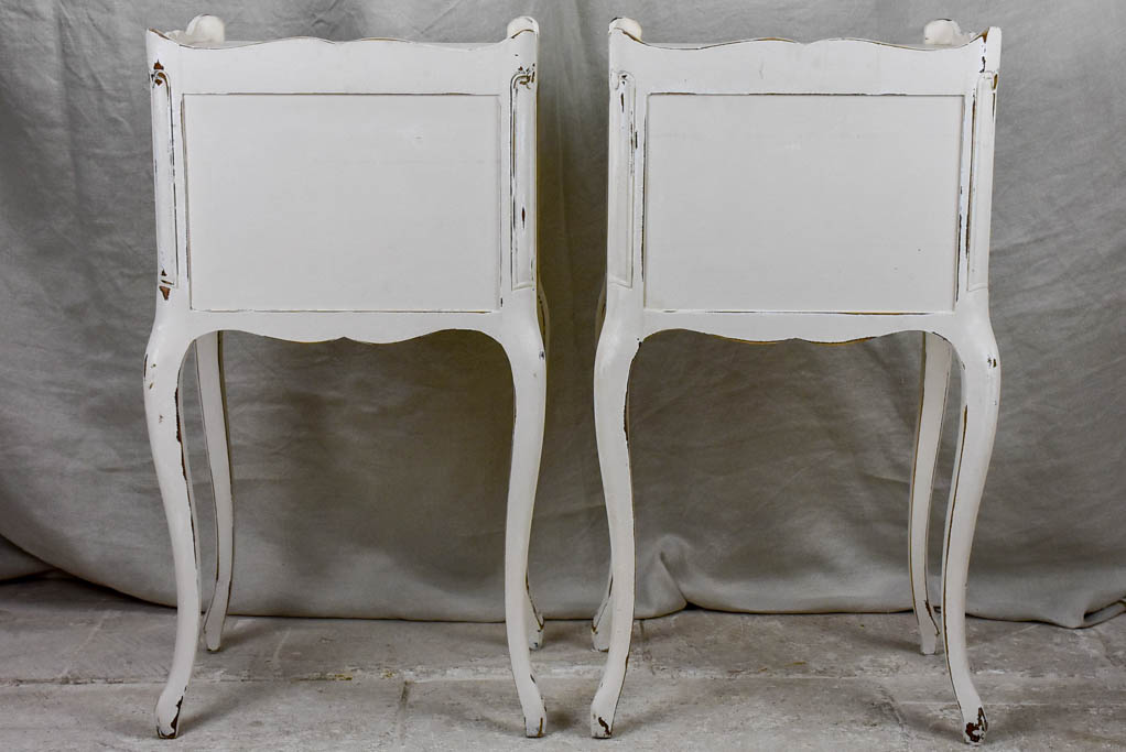 Pair of vintage French nightstands with white patina