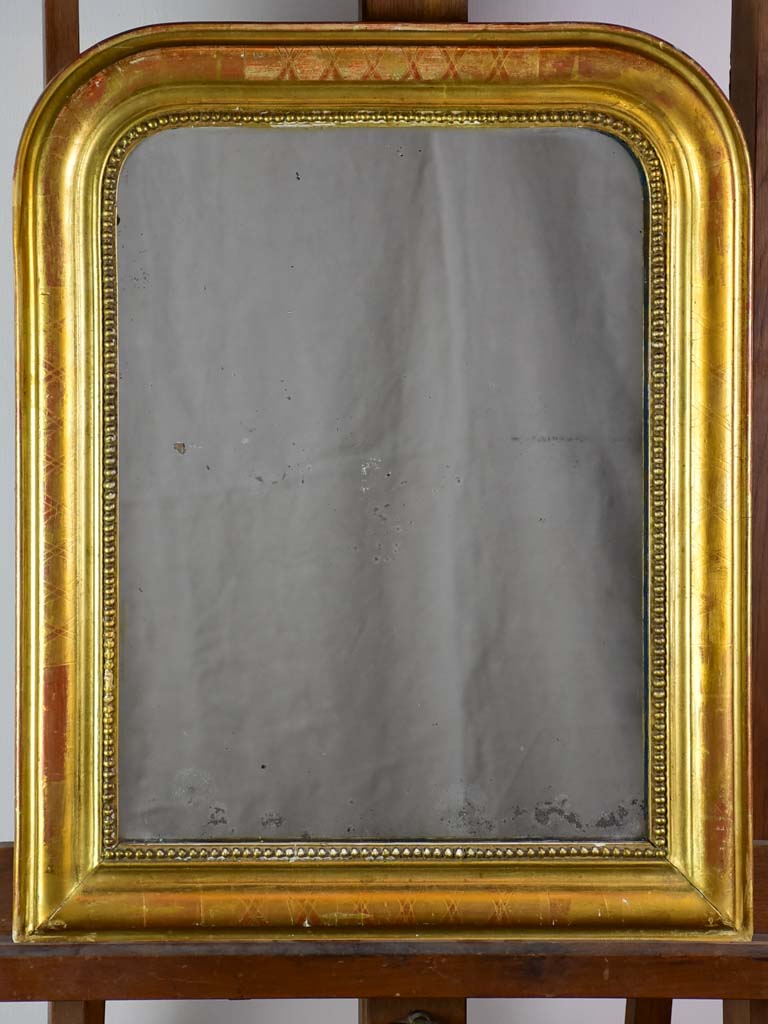 RESERVED MA Small antique French Louis Philippe mirror with gilded frame 19¼" x 24"