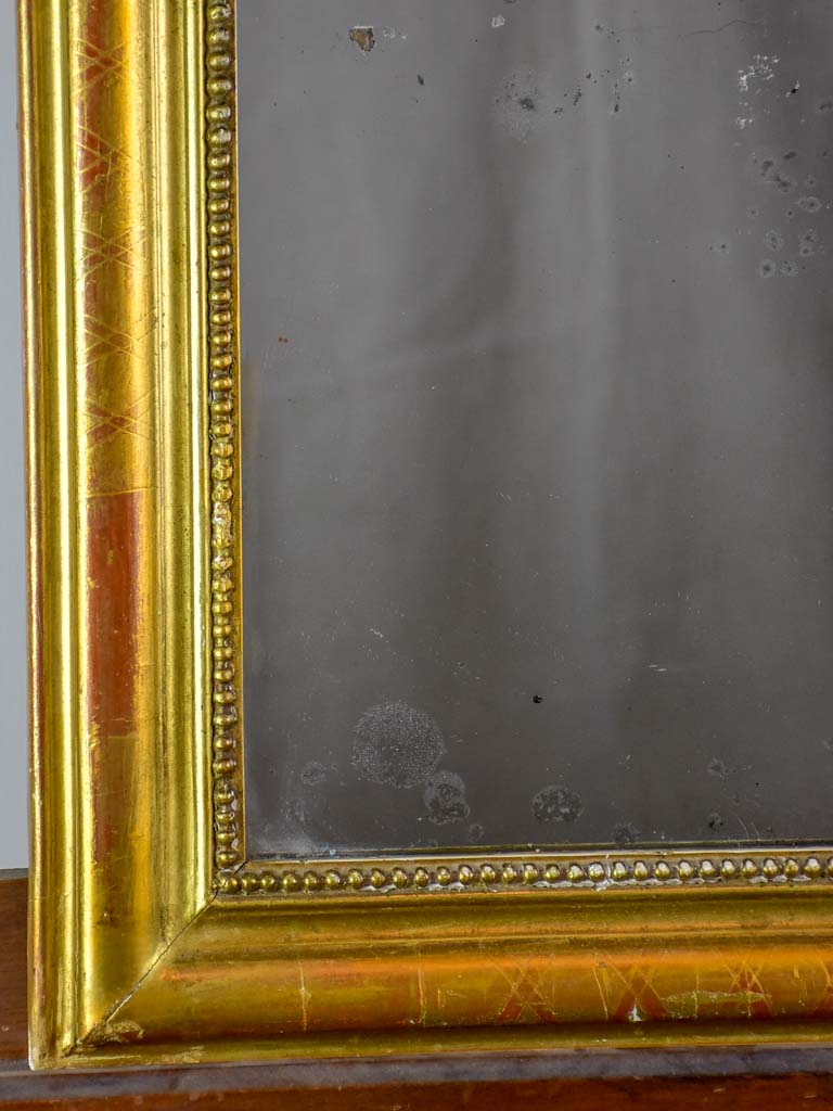 RESERVED MA Small antique French Louis Philippe mirror with gilded frame 19¼" x 24"