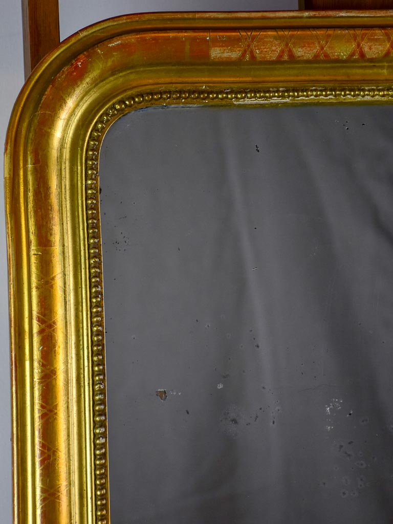 RESERVED MA Small antique French Louis Philippe mirror with gilded frame 19¼" x 24"