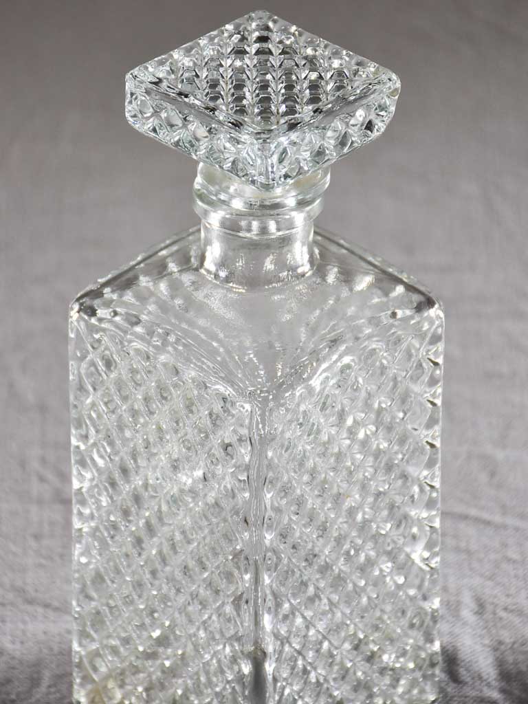 Vintage French whisky decanter with lattice pattern