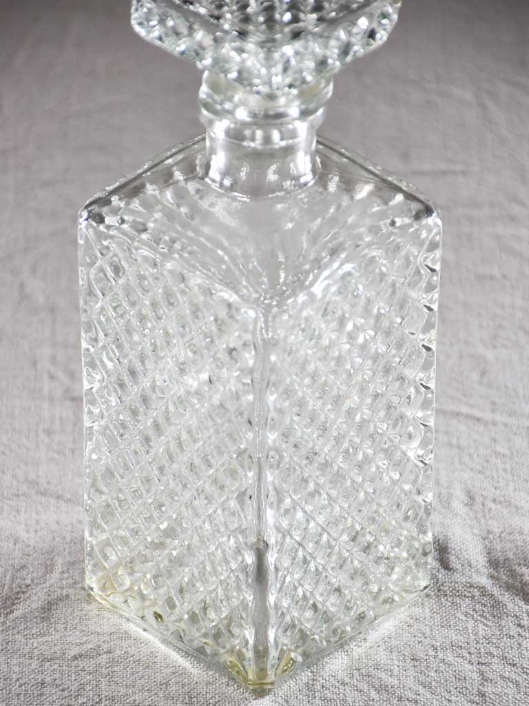 Vintage French whisky decanter with lattice pattern