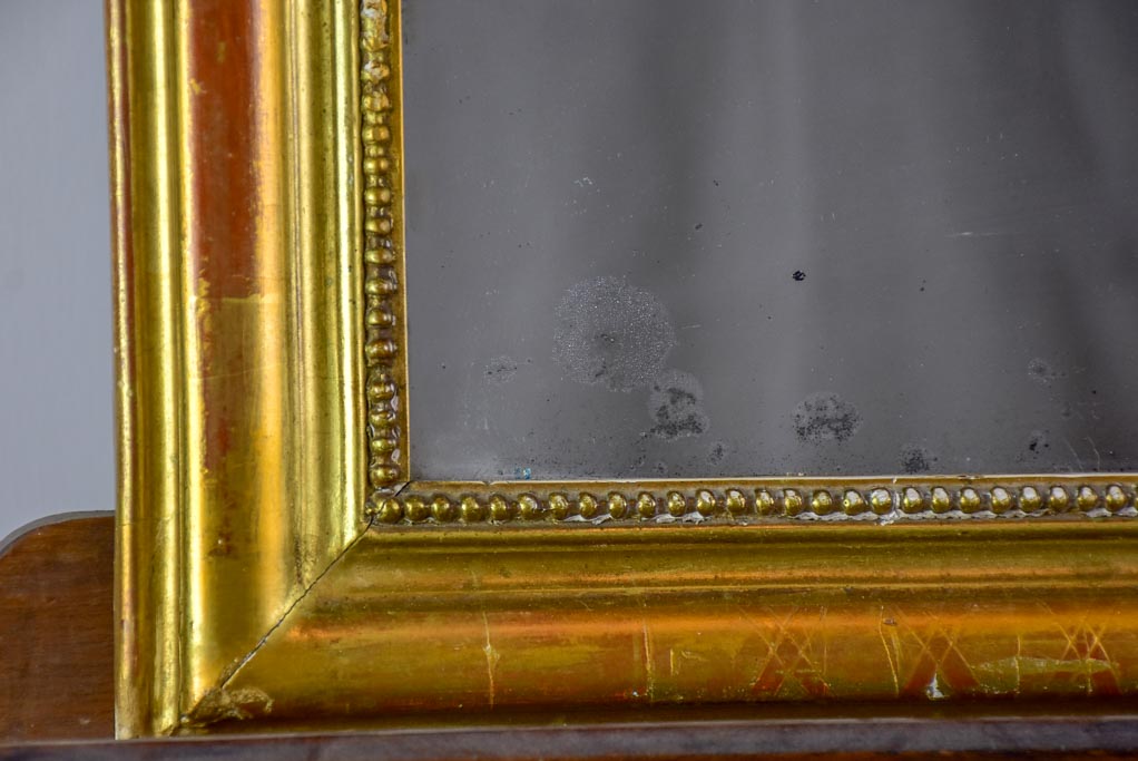 RESERVED MA Small antique French Louis Philippe mirror with gilded frame 19¼" x 24"