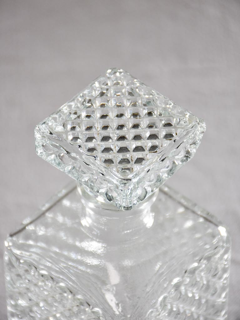 Vintage French whisky decanter with lattice pattern