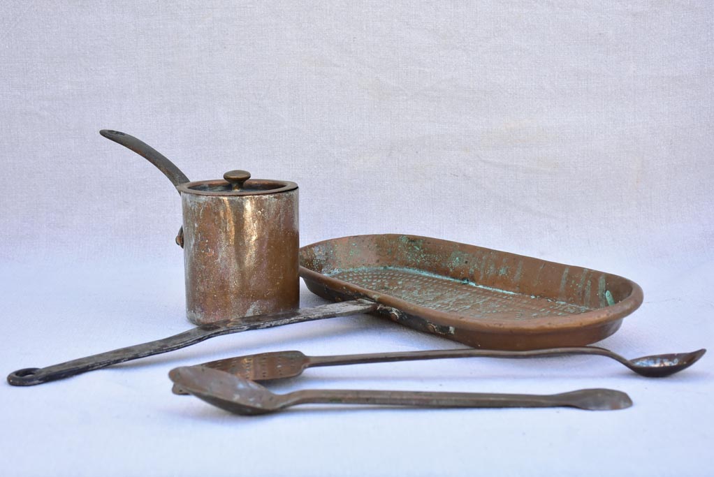 Collection of three 18th century French copper cooking tools