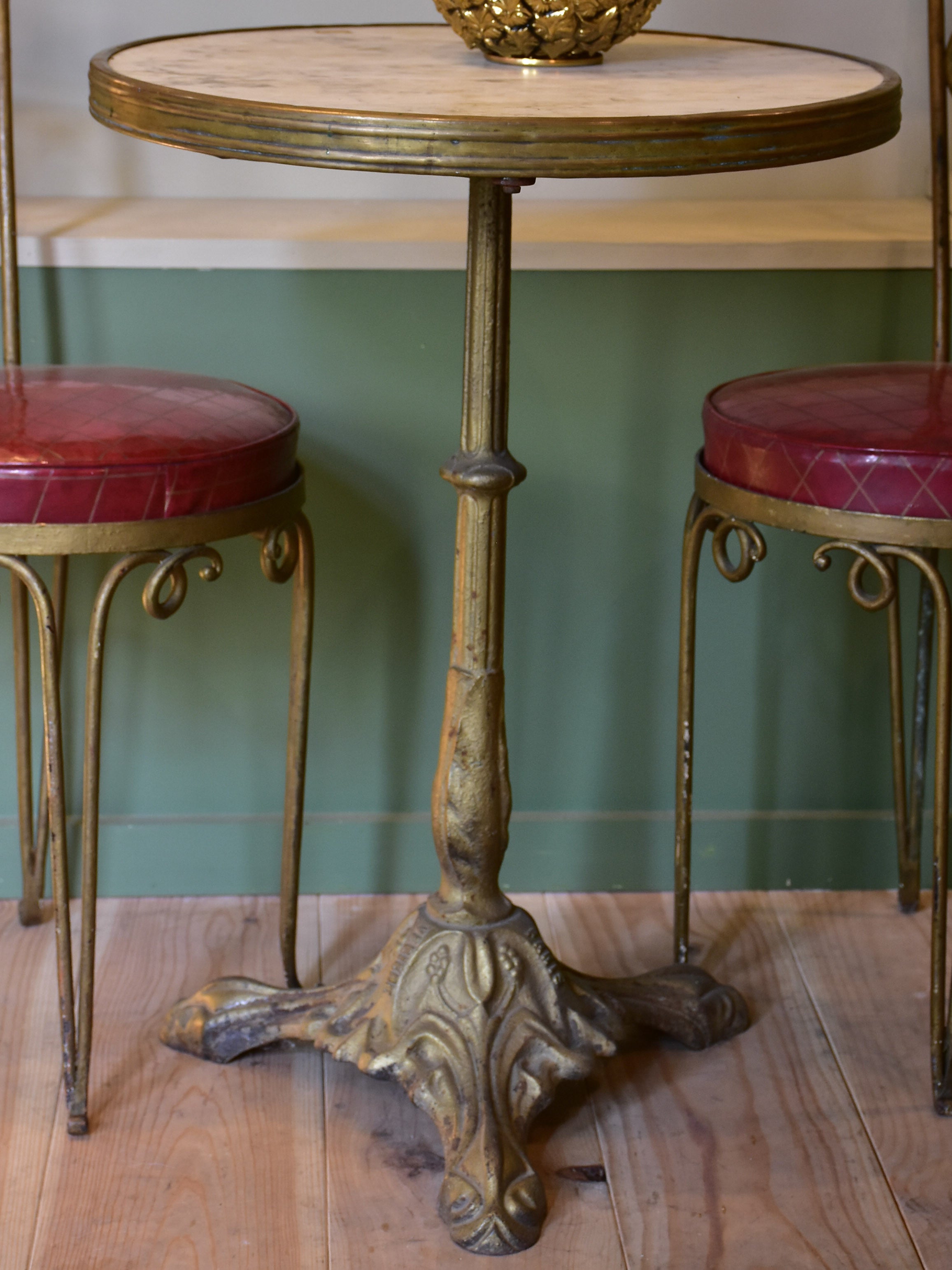 Garden table, marble and gold, 1930s, French