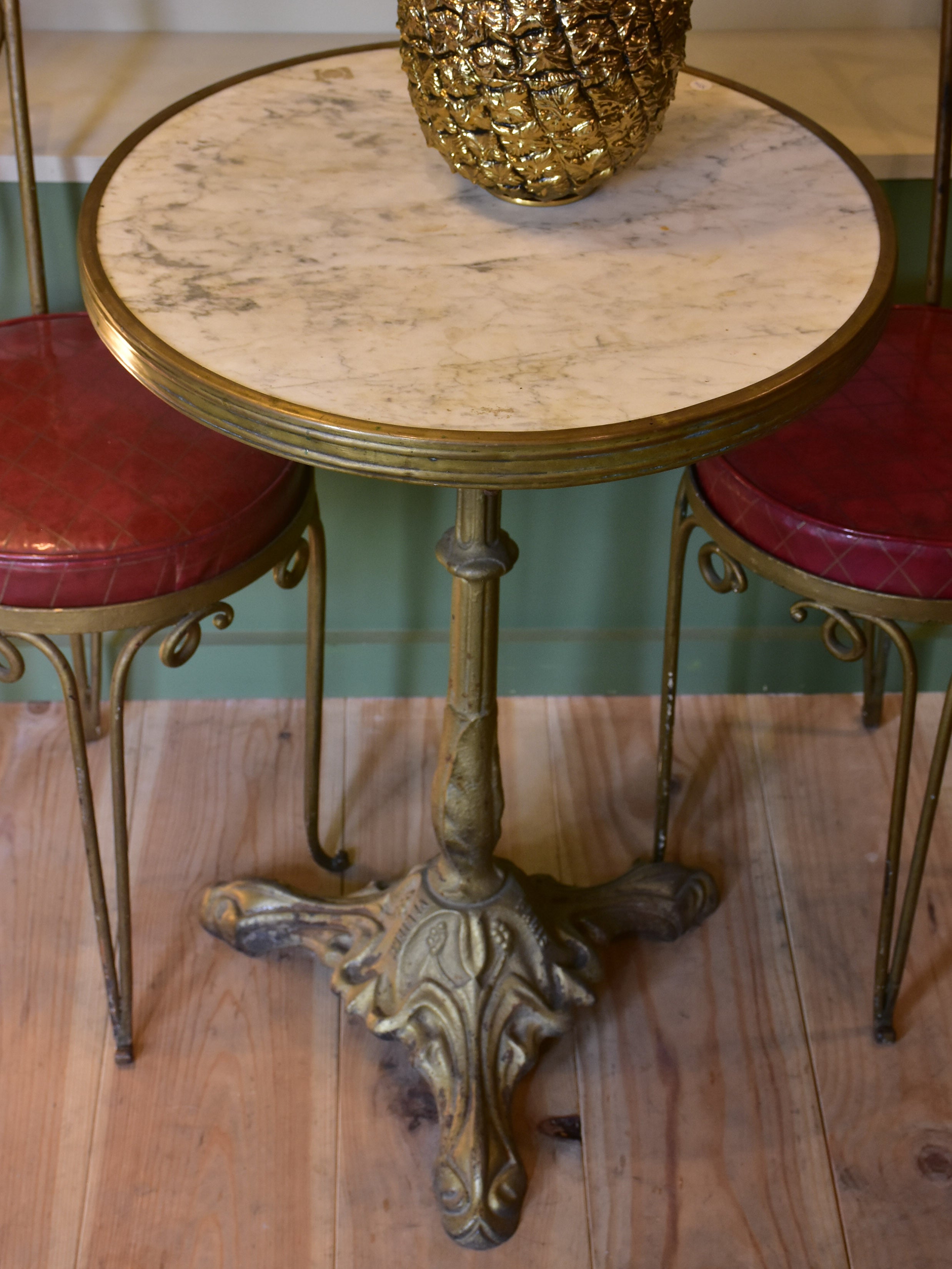 Garden table, marble and gold, 1930s, French