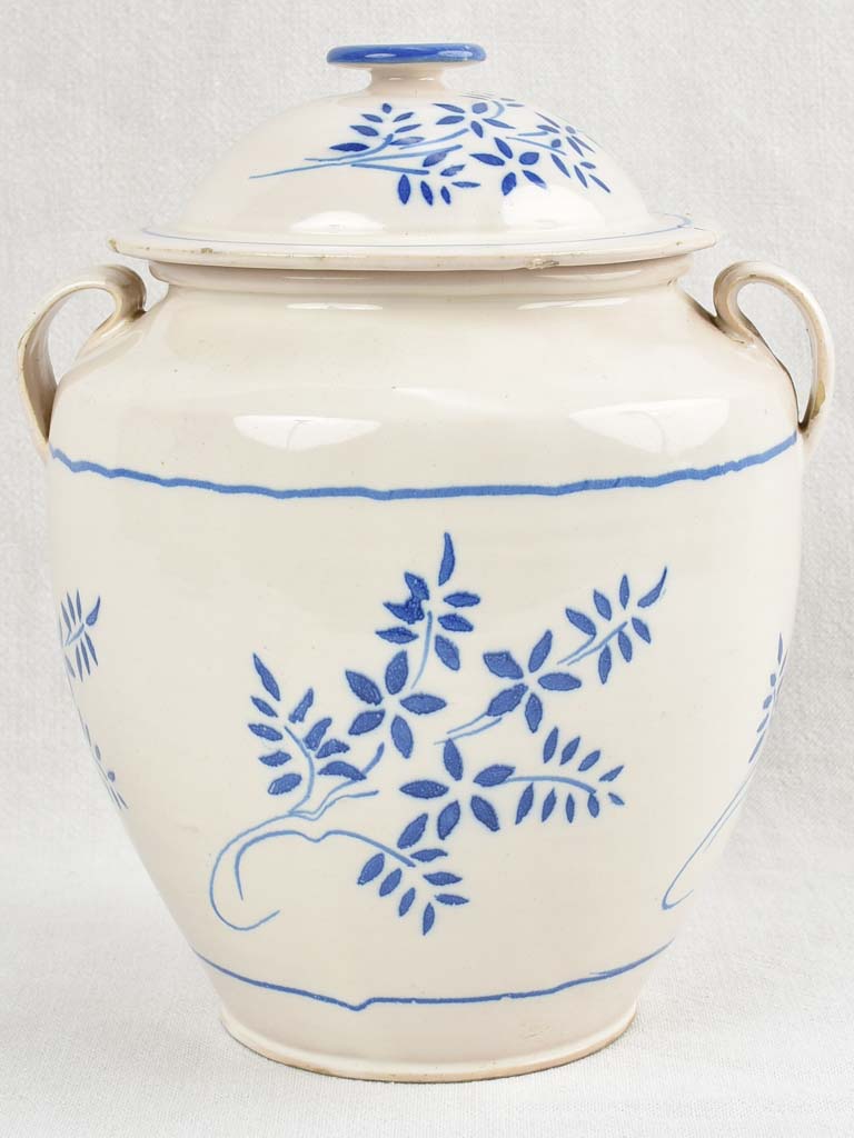 19Th-Century Lidded Floral Pot from Sete 12¼"