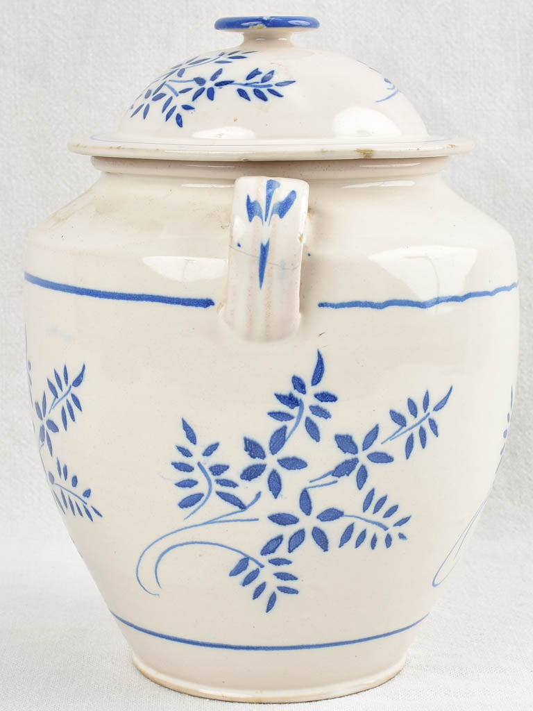 19Th-Century Lidded Floral Pot from Sete 12¼"