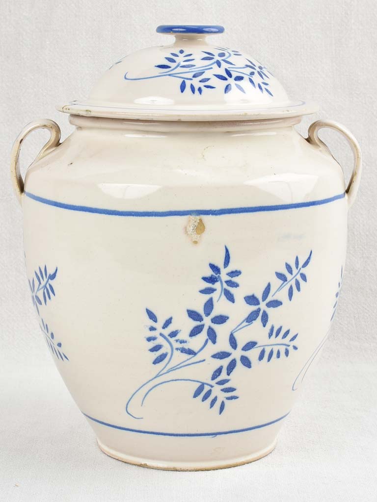 19Th-Century Lidded Floral Pot from Sete 12¼"