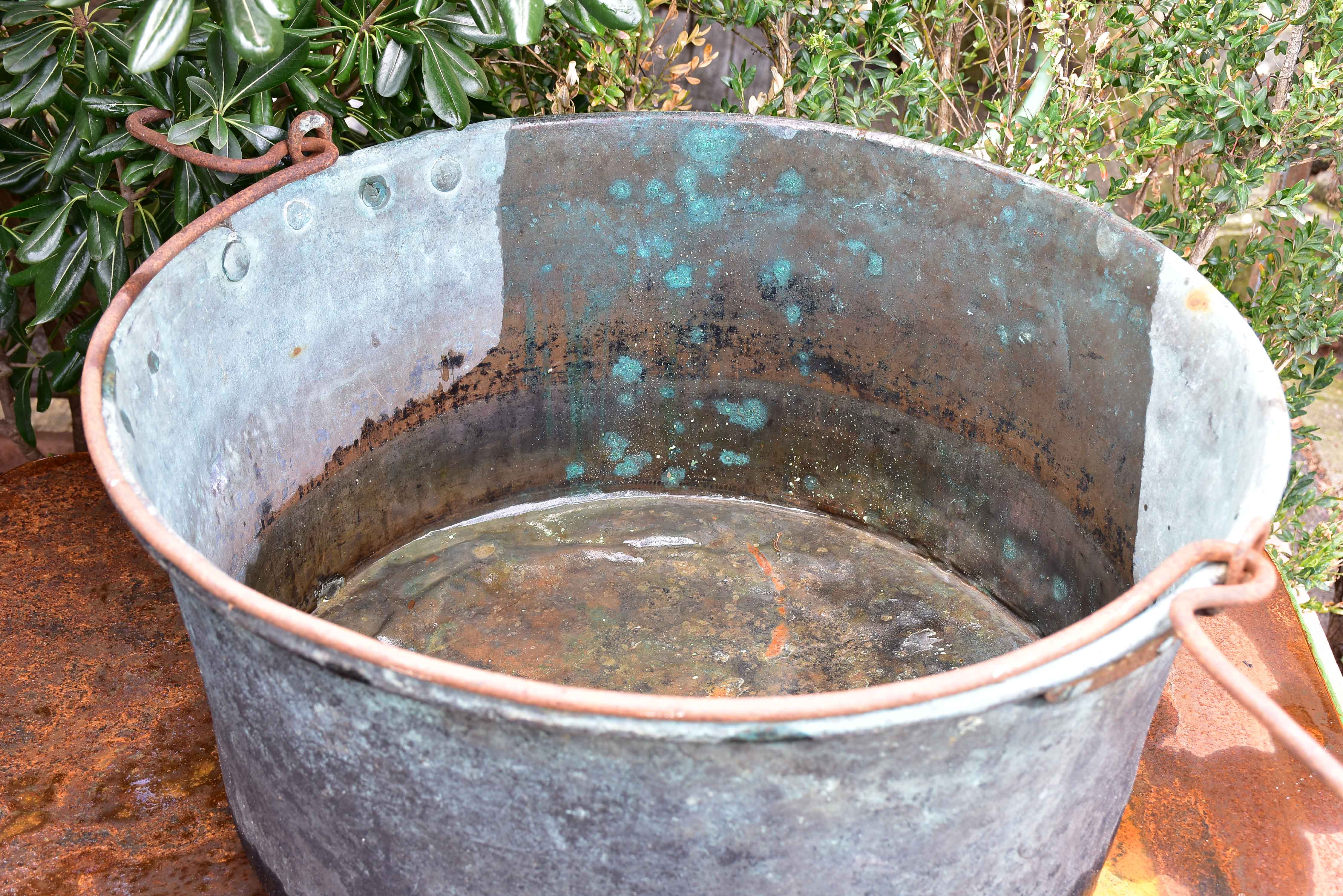 Industrial French bucket and copper cauldron