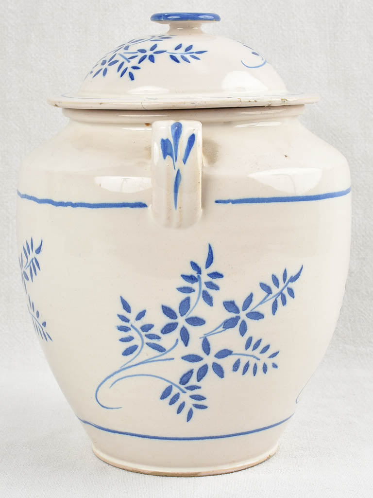 19Th-Century Lidded Floral Pot from Sete 12¼"