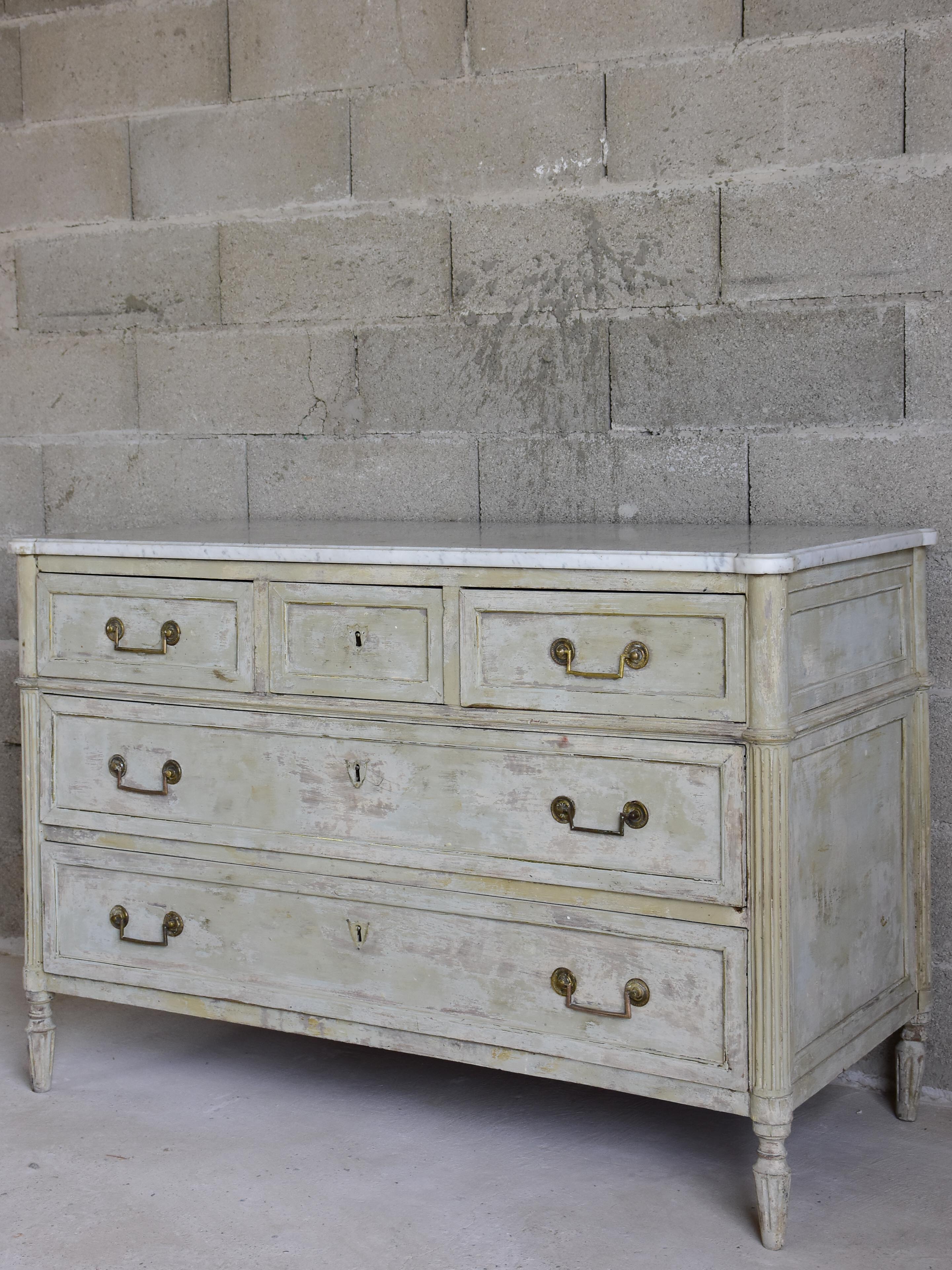 Marble top Louis XVI commode - three drawers