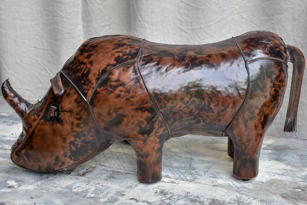 Mid-Century Spanish leather rhinoceros foot rest