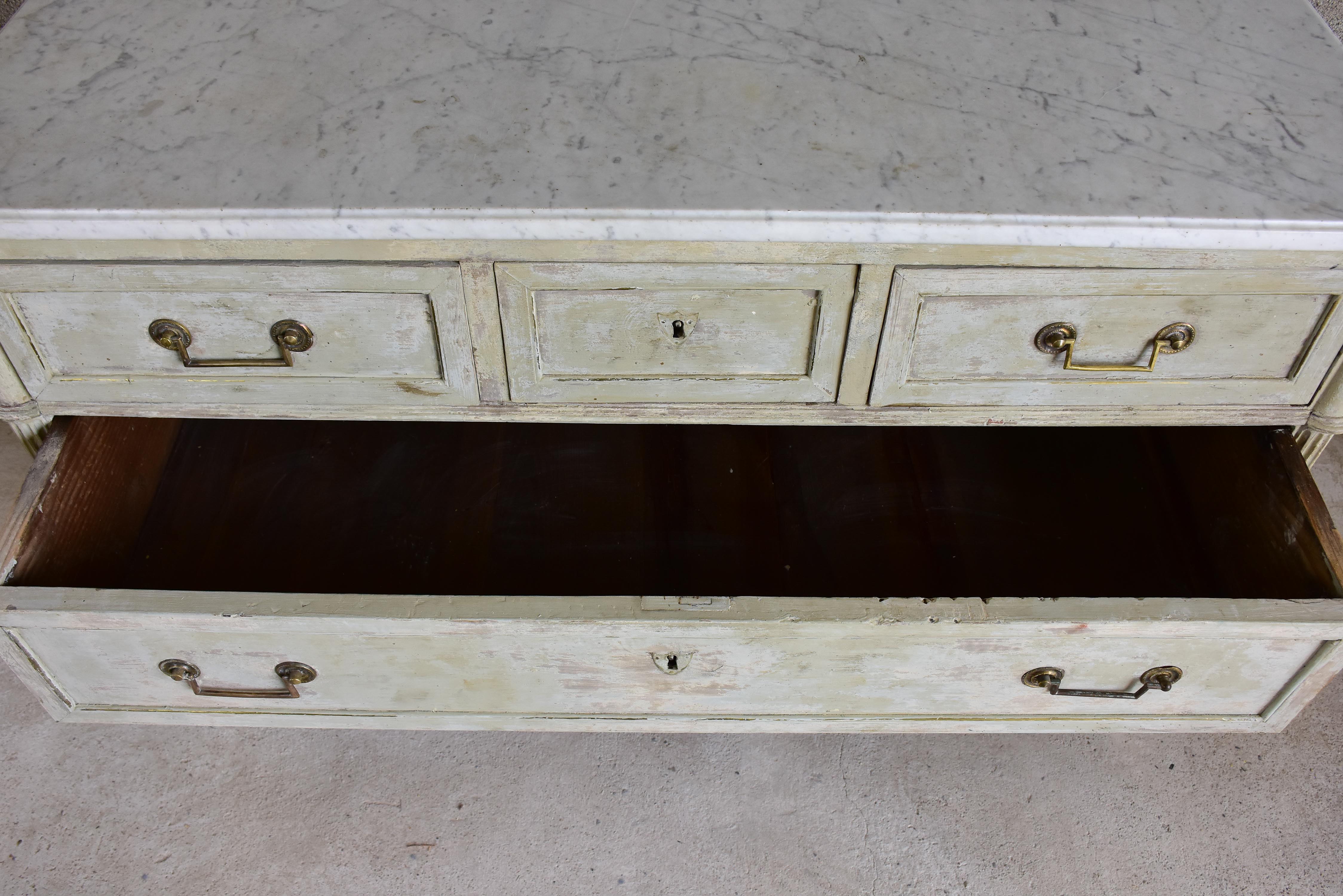 Marble top Louis XVI commode - three drawers