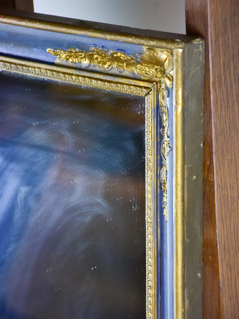 19th Century French mirror with blue and gold frame 19¼" x 22½"