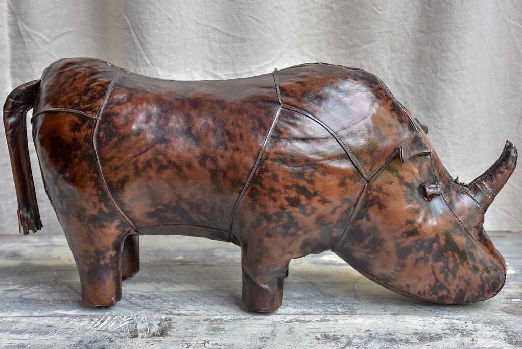 Mid-Century Spanish leather rhinoceros foot rest