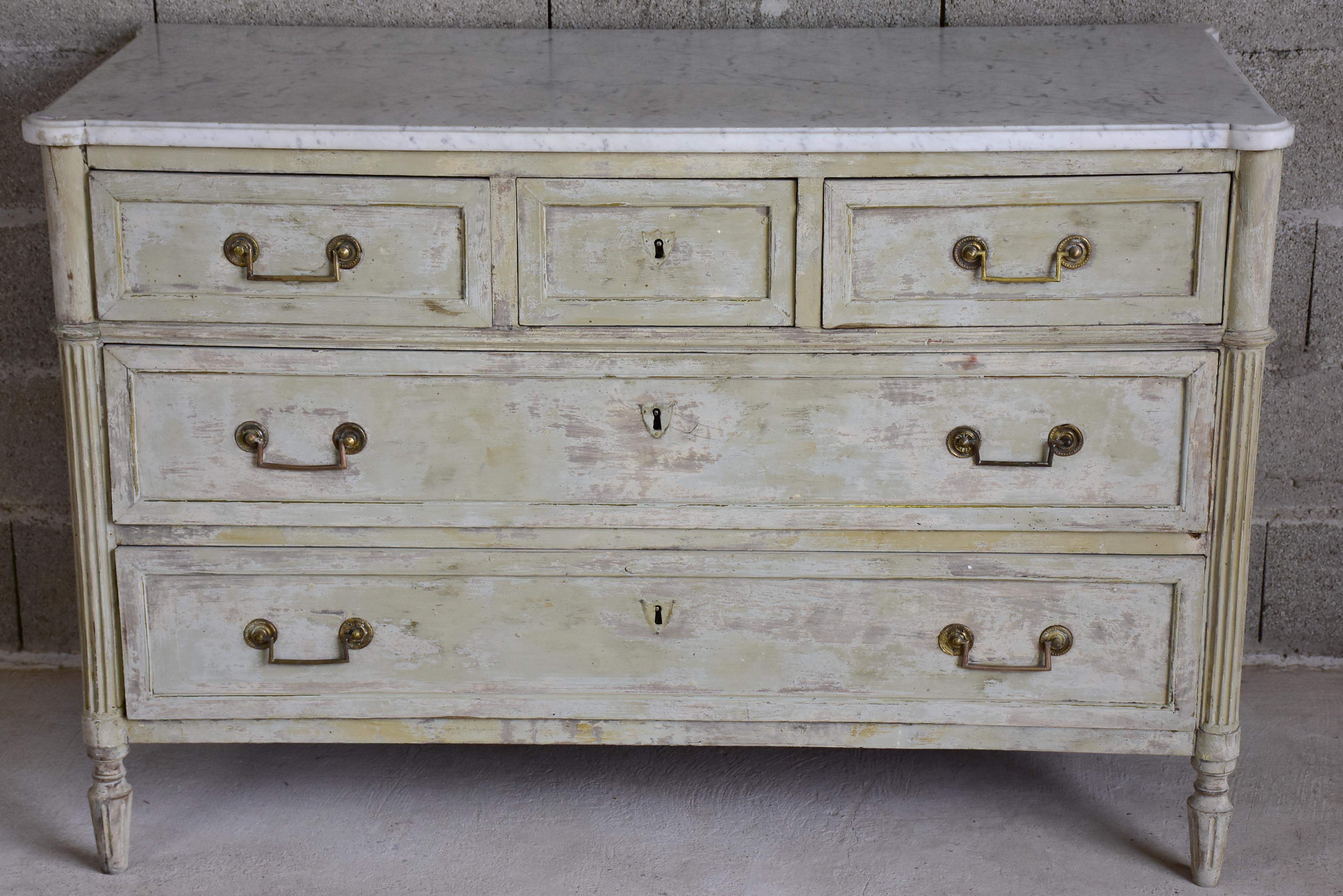 Marble top Louis XVI commode - three drawers