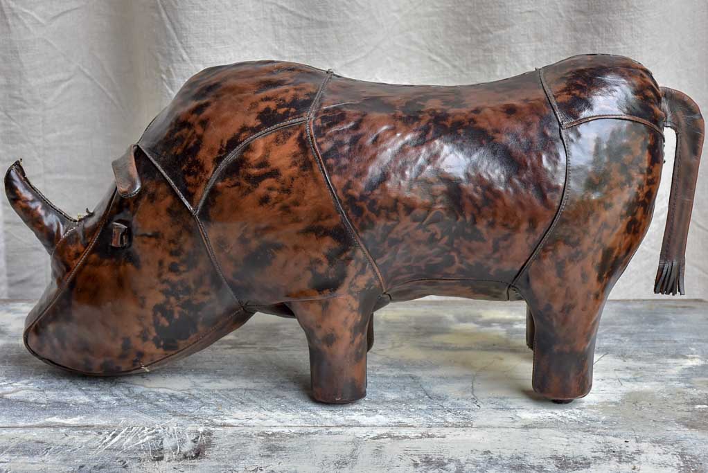 Mid-Century Spanish leather rhinoceros foot rest