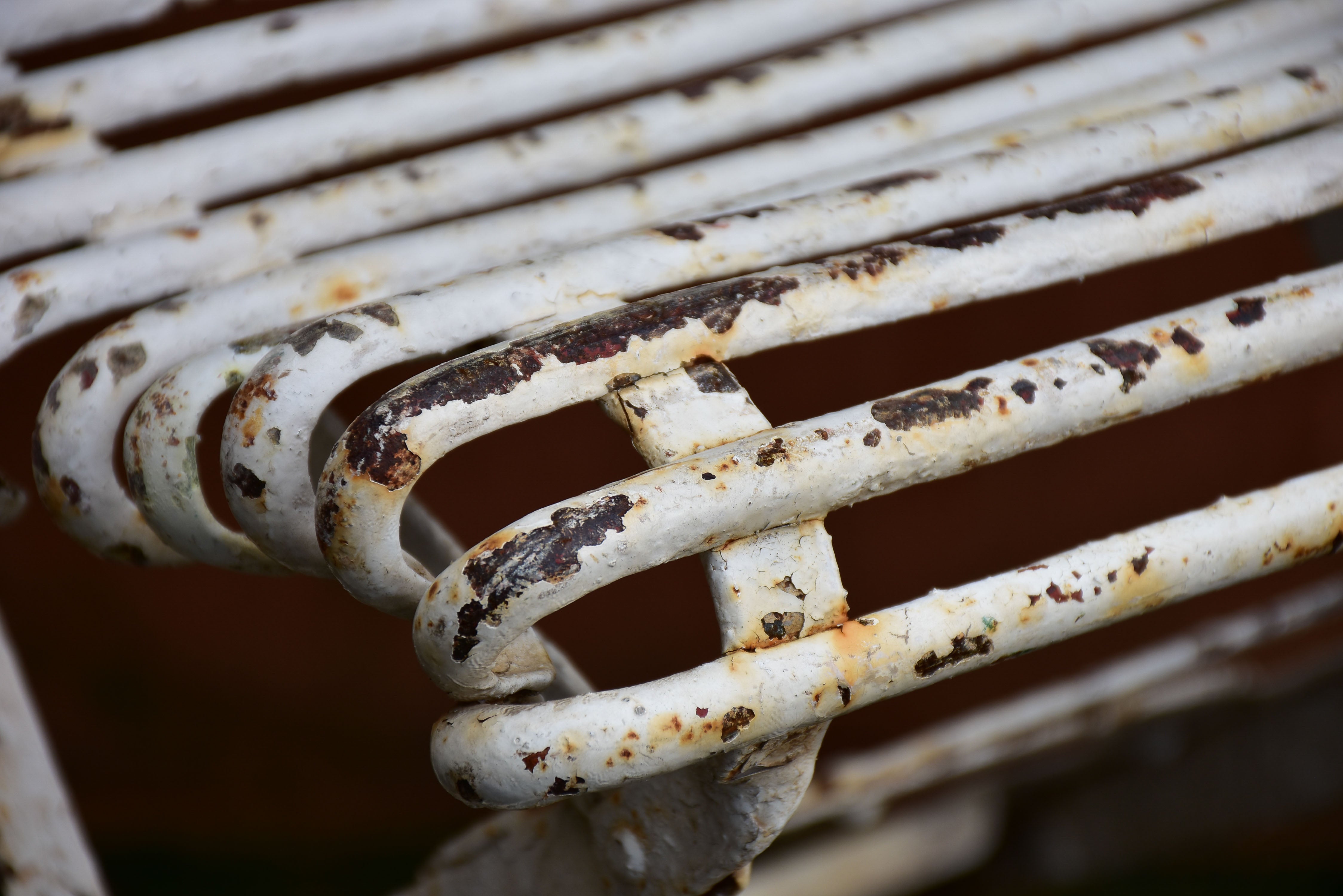 Pair of antique French folding Arras garden chairs with claw feet