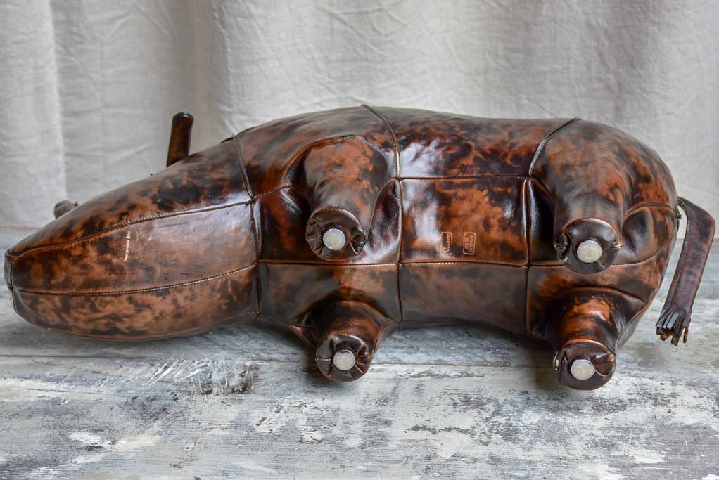 Mid-Century Spanish leather rhinoceros foot rest