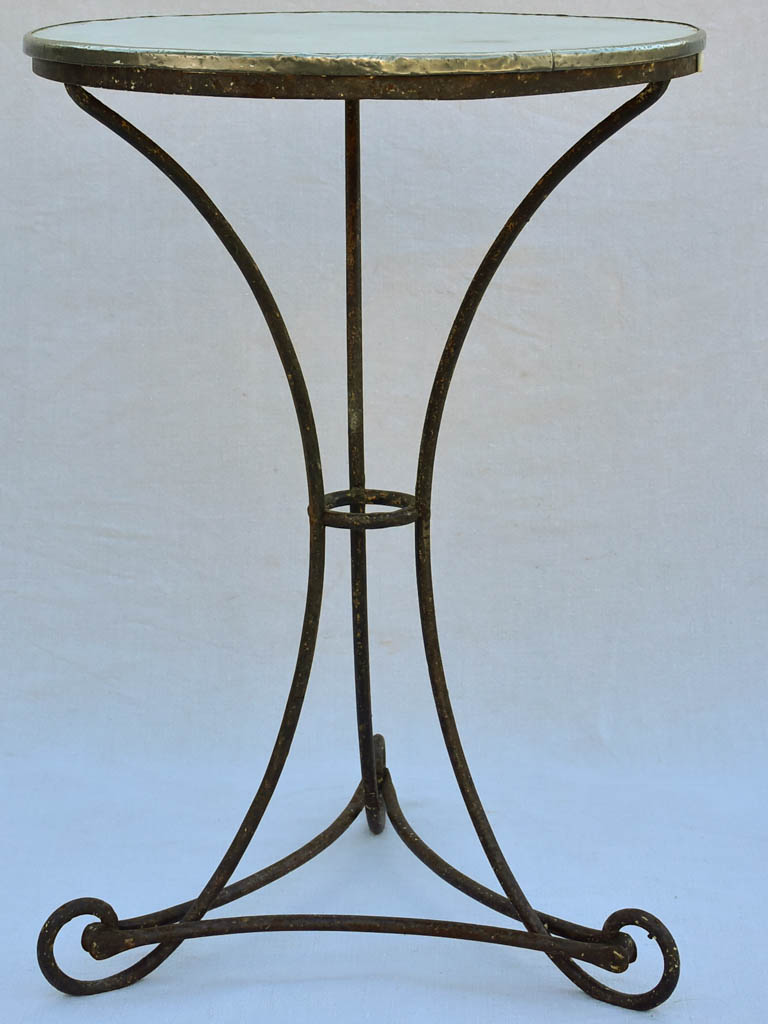 Pretty antique French table - wrought iron with enamel top