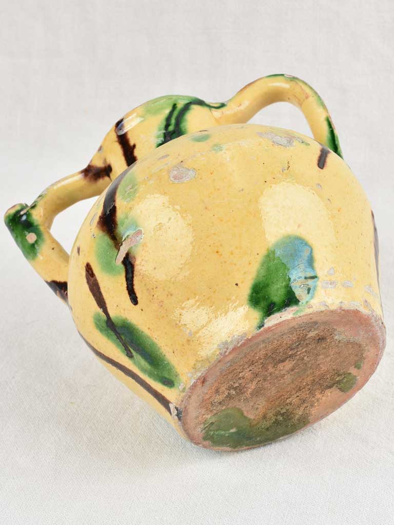 19th-Century Yellow & Green Glazed Water Pitcher / orjol 9½"