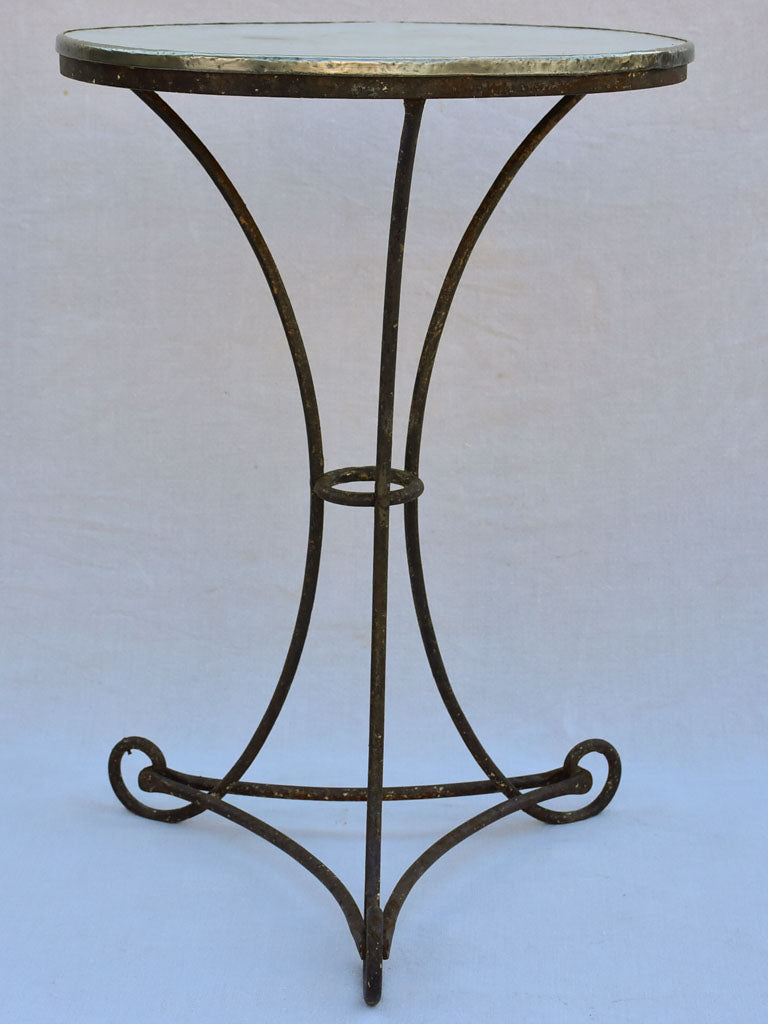 Pretty antique French table - wrought iron with enamel top