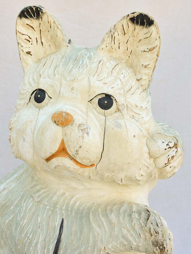 Over-size carved timber cat sculpture from the 1960's - 39½"